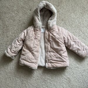 Zara Light Pink Girl’s Fur Lined Puffer Jacket 18-24m
